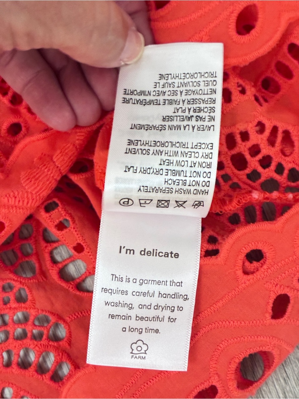 FARM Rio Red Eyelet Ruffle Blouse Small Flutter Sleeve Top - Picture 7 of 10